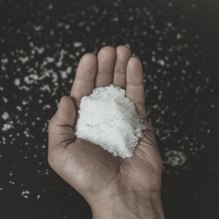 A image of a handful of Epsom Salt