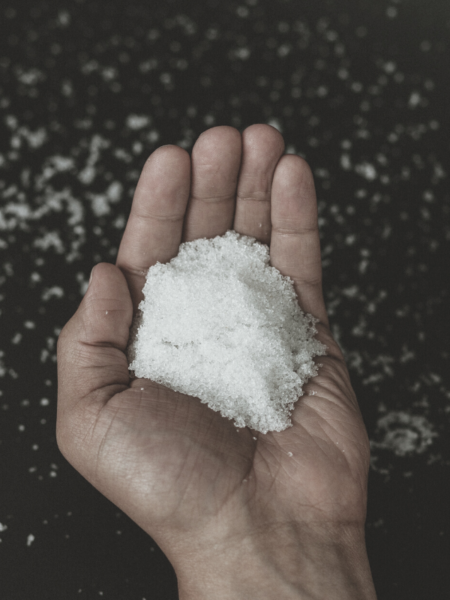 A image of a handful of Epsom Salt